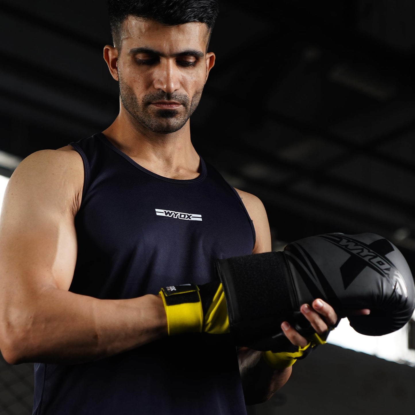 WYOX Gel Boxing Hand Wraps Inner Gloves for Men & Women, 80cm Quick Wrist Straps, Padded Knuckle Protection for Muay Thai Kickboxing, Hand Wraps for Boxing & Martial Arts (Glow Yellow, XS)