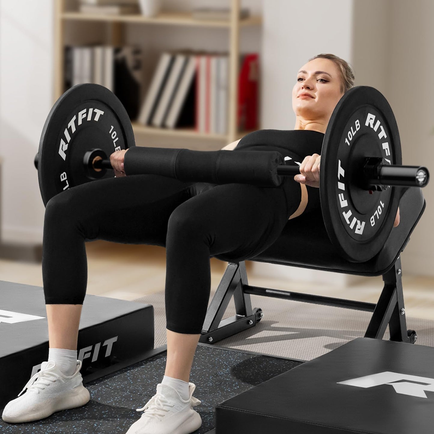 RITFIT Olympic Barbell 4ft/6ft - 2 Inch Weight Bar for Strength Training, Weightlifting, Squat, Deadlift, Bench Press, Curl, Overhead Press - 350lbs/500lbs Capacity 4FT Black with Collar