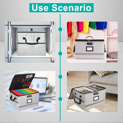 EXLIFBAG File Box - Fireproof Portable Document Organizer with Lock & Handle | Legal Size Storage