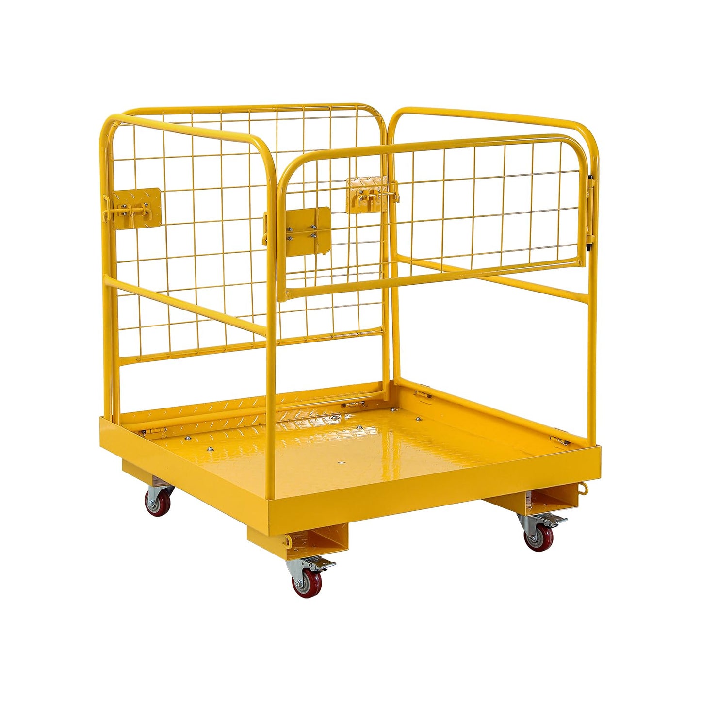 Migoda Forklift Safety Cage 36 x 36 inches, 1200 lbs Capacity Forklift Man Basket, Folding Work Platform with 4 Wheels, Collapsible Cage Lift Basket for Aerial Jobs