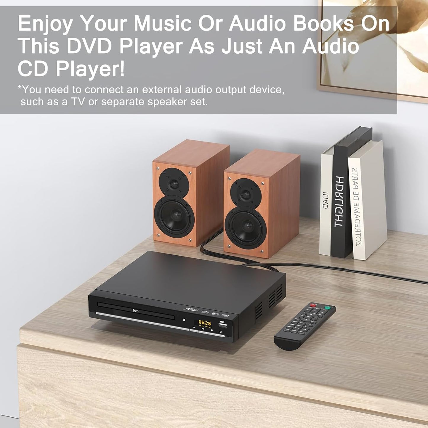 WSJSYH 1080P DVD Players for TV with HDMI,Plays All Regions and Formats,CD Player for Home,Support