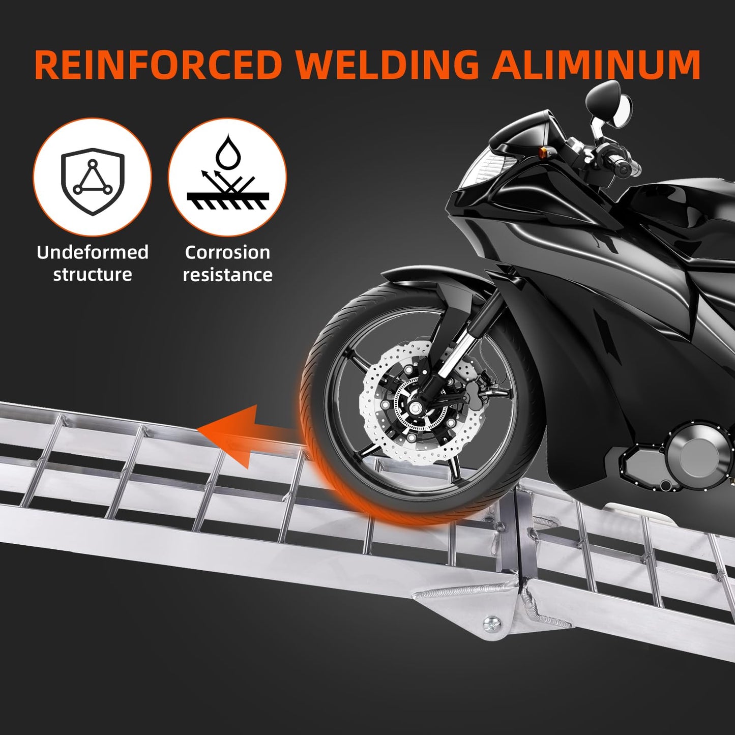 Loezora Heavy Duty 1500lbs Folding Motorcycle Ramp for Pickup Trucks & Trailers, 89"x13" Loading Ramp with Secure Load Straps, Compatible with Dirt Bike, UTV, ATV, Lawn Mower, Snowblower (2-Packs)