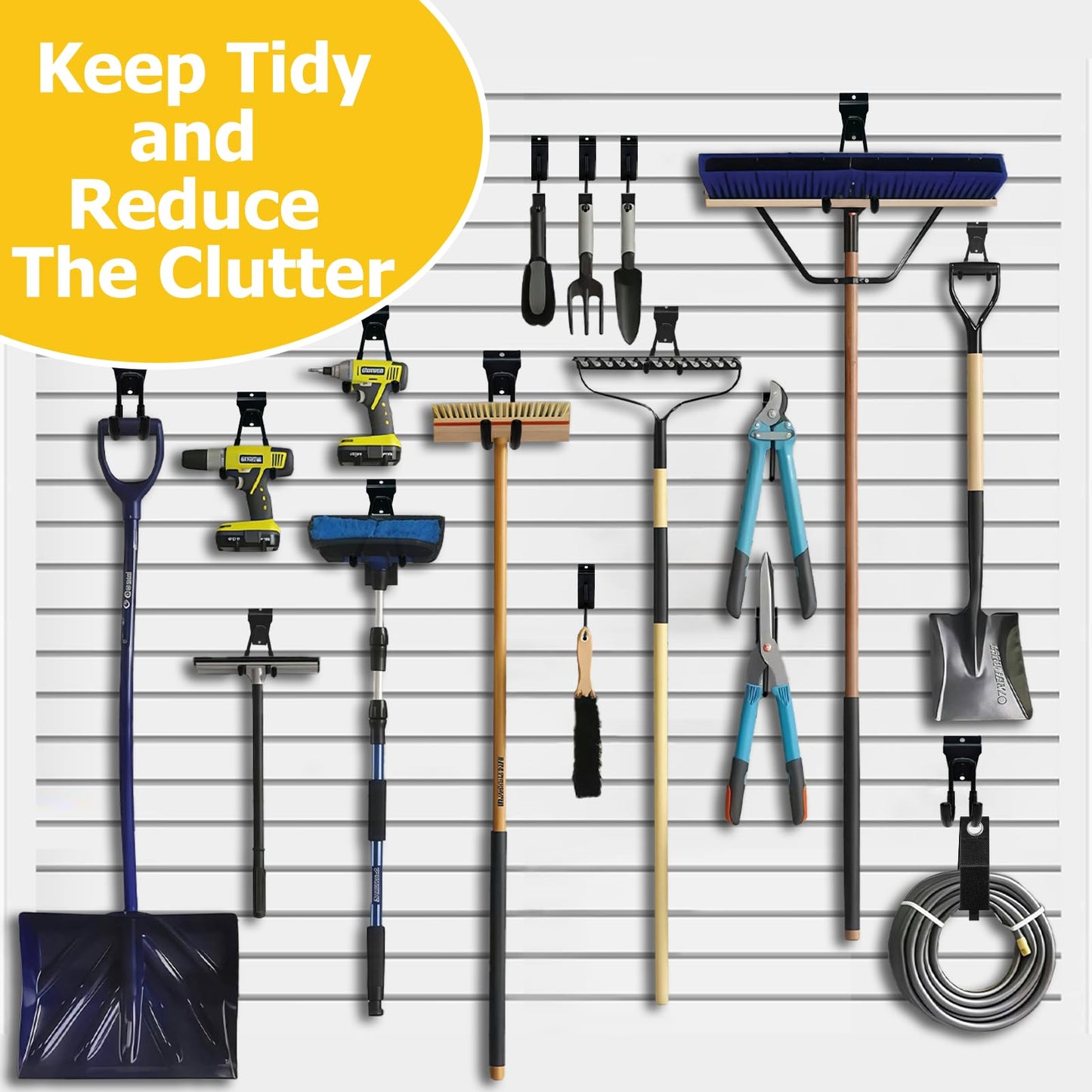 KOFANI Slatwall Accessories, 22 Pack Heavy Duty Steel Slatwall Hooks, Multi-Size Slat Wall Hanging Hooks for Ladders, Bikes, Garage and Garden Tools (ProSlat & Slatwall Panel Compatible)