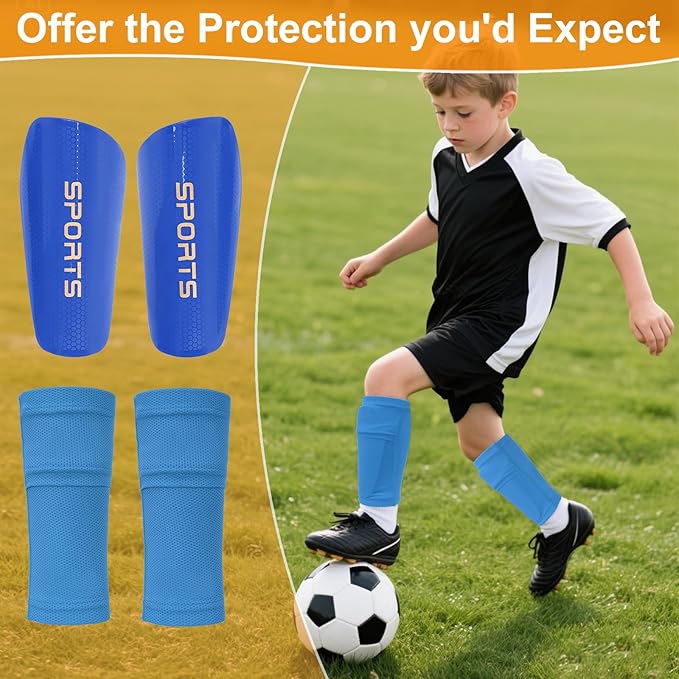 Shin Guards Soccer Kids 2025 Version High-Density Foam Soccer Shin Guard with Sleeves Shin Protective Pads for Kids Daily Practice School Competitions Outdoor Play