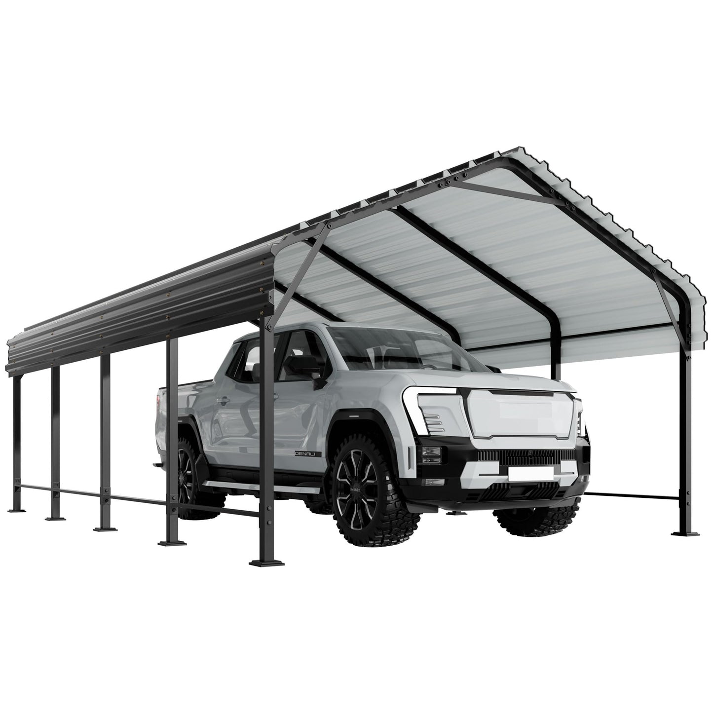 Shintenchi 12x20 FT Metal Carport, Oversized Carport Garage with Enhanced Base, Outdoor Galvanized Car Shelter, Heavy Duty Carports Canopy, for Car, Boats and Tractors, Grey