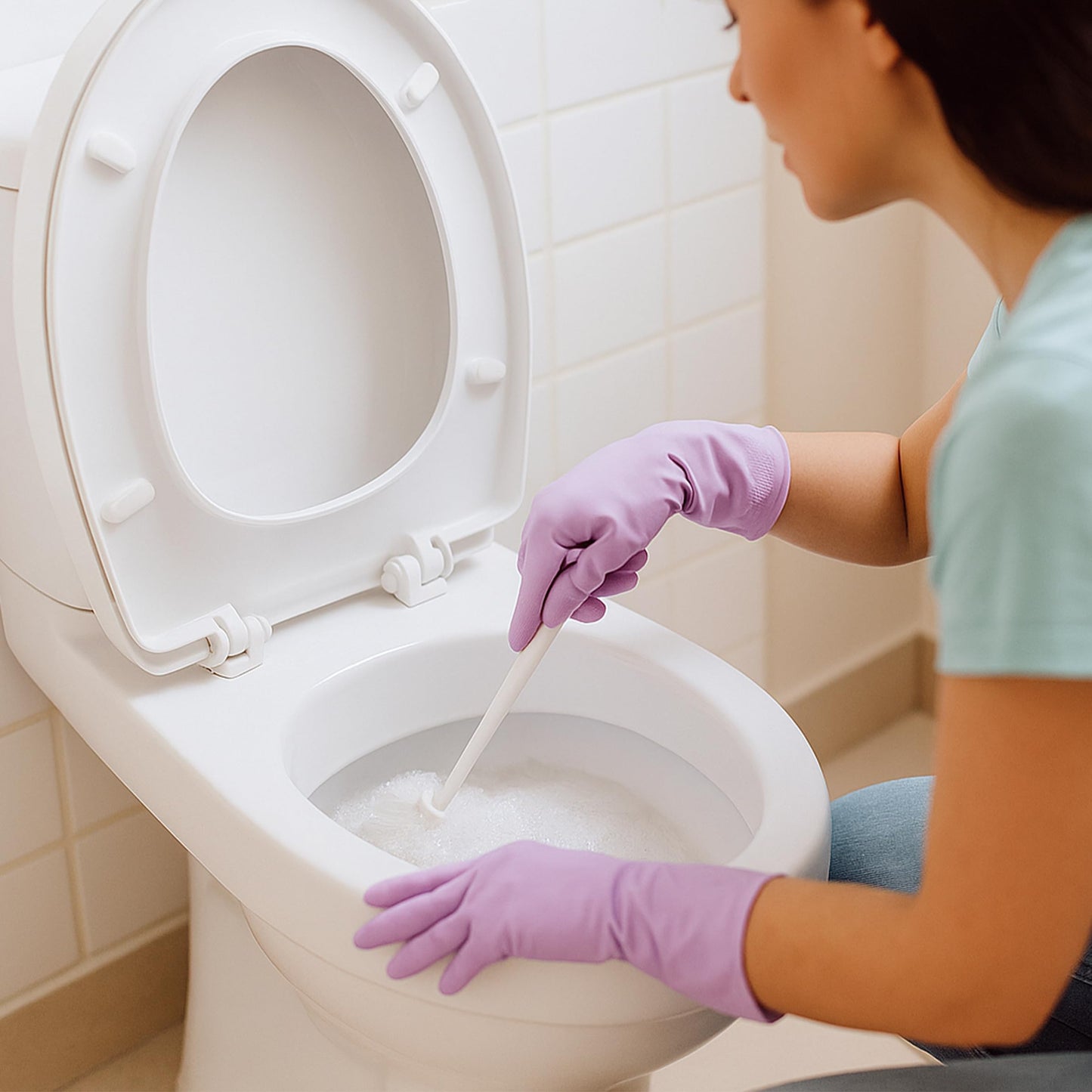 HUGROSE Dishwashing Gloves, 9 Pairs Reusable Medium Kitchen Gloves, Wear-Resistant Natural Latex with Non-Slip Palm, Flocked Liners for Better Grip, Soft Comfort for Garden, Toilets