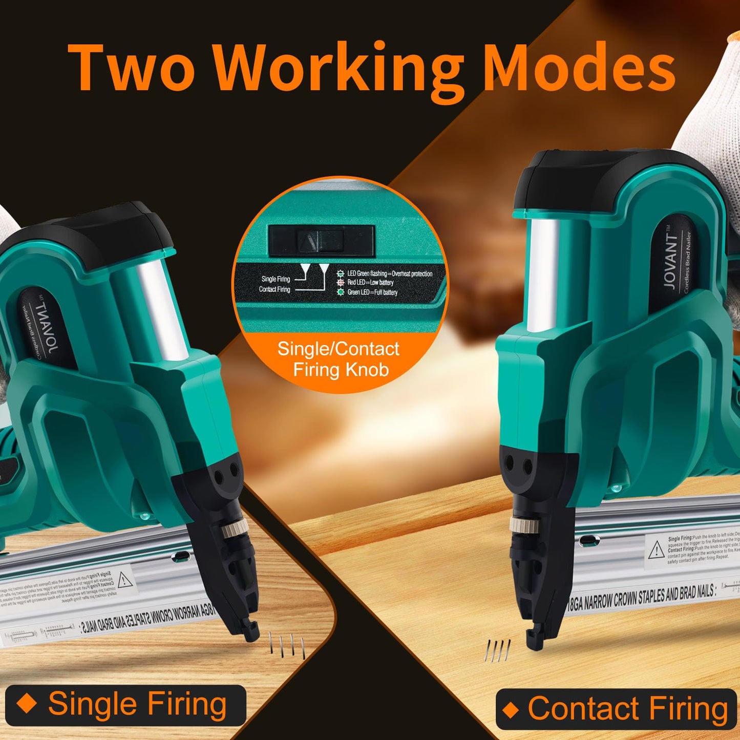 Brad Nailer, Electric Nail Gun with 800pcs 18 GA Nails/Staples, 2 in 1 Nail Gun Battery Powered with 20V 1 * 4.0A Battery for Home Improvement & Woodworking