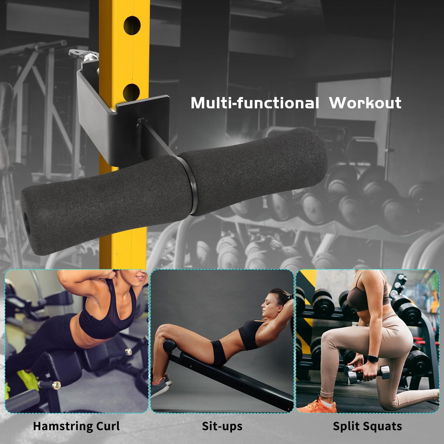Nordic Hamstring Curl Squat Rack Attachment: Leg & Ab Workout for Power Rack Nordic Hamstring Curl, Sit-ups, Bulgarian Split Squat for Home Gym