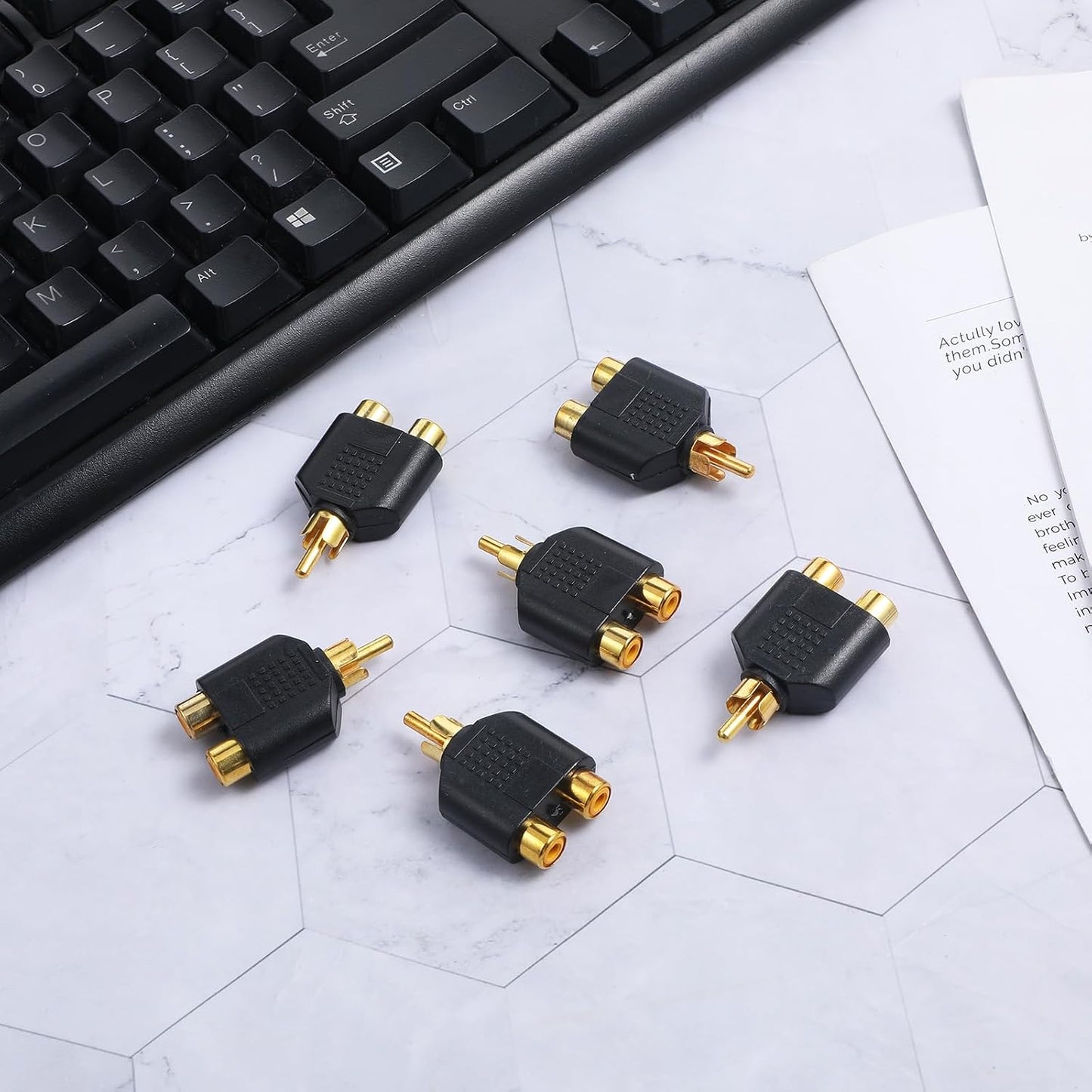 Eldraqth 3.5 mm 3.5mm (6 Pack) RCA Y Splitter Adapter TRS to Dual RCA F Stereo Male to Dual Female Audio Breakout