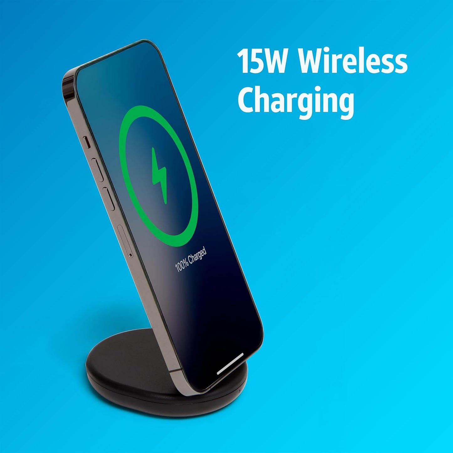 AT&T 15W Wireless Charging Stand USB-C PD Fast Charger with Magnetic Snap-On Alignment, Portrait/Landscape Viewing