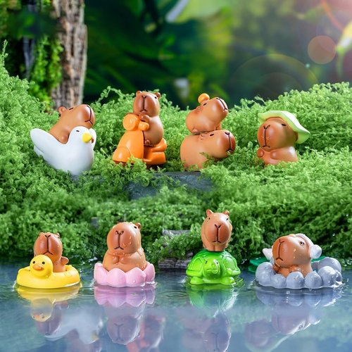 Exasinine Mini Capybara Figurines - 27pcs Resin Cake Toppers for DIY Fairy Garden & Home Decor