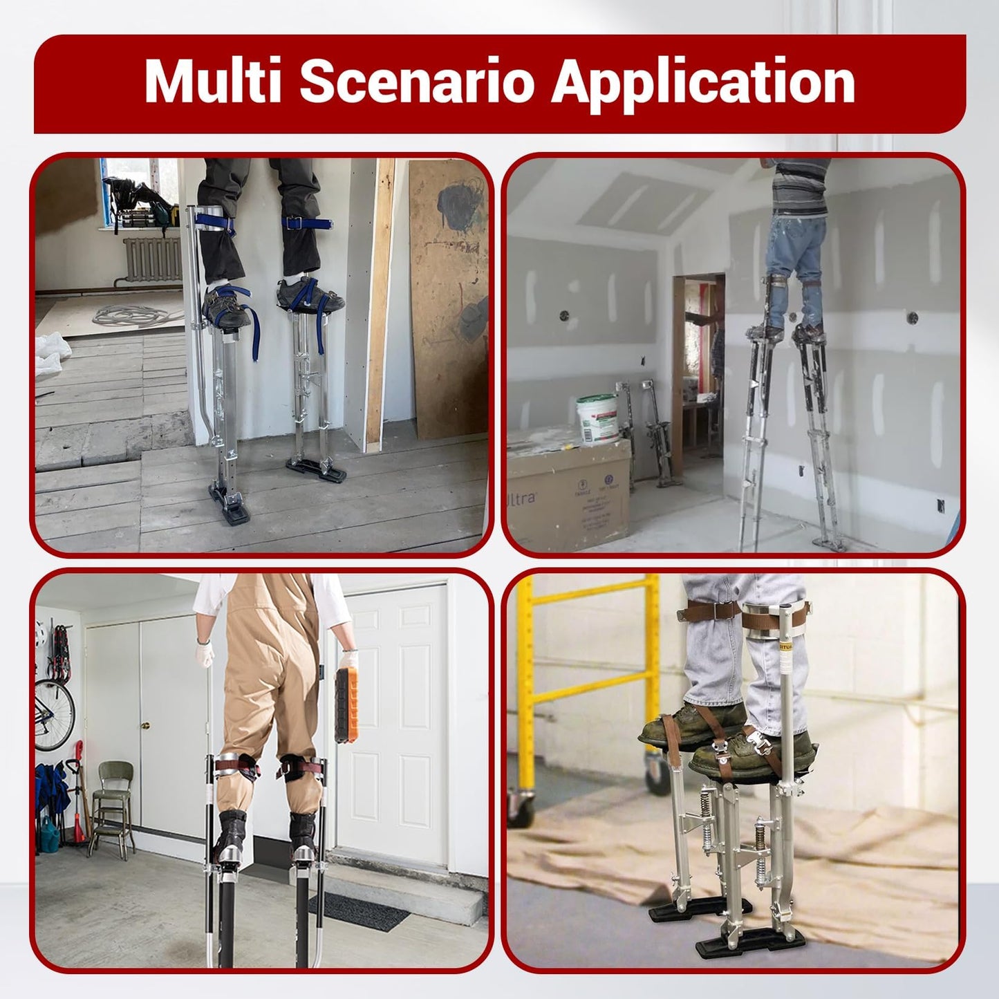 findmall 24-40 Inch Drywall Stilts Grade Adjustable Auminum Tool Stilt for Painting or Cleaning - Black