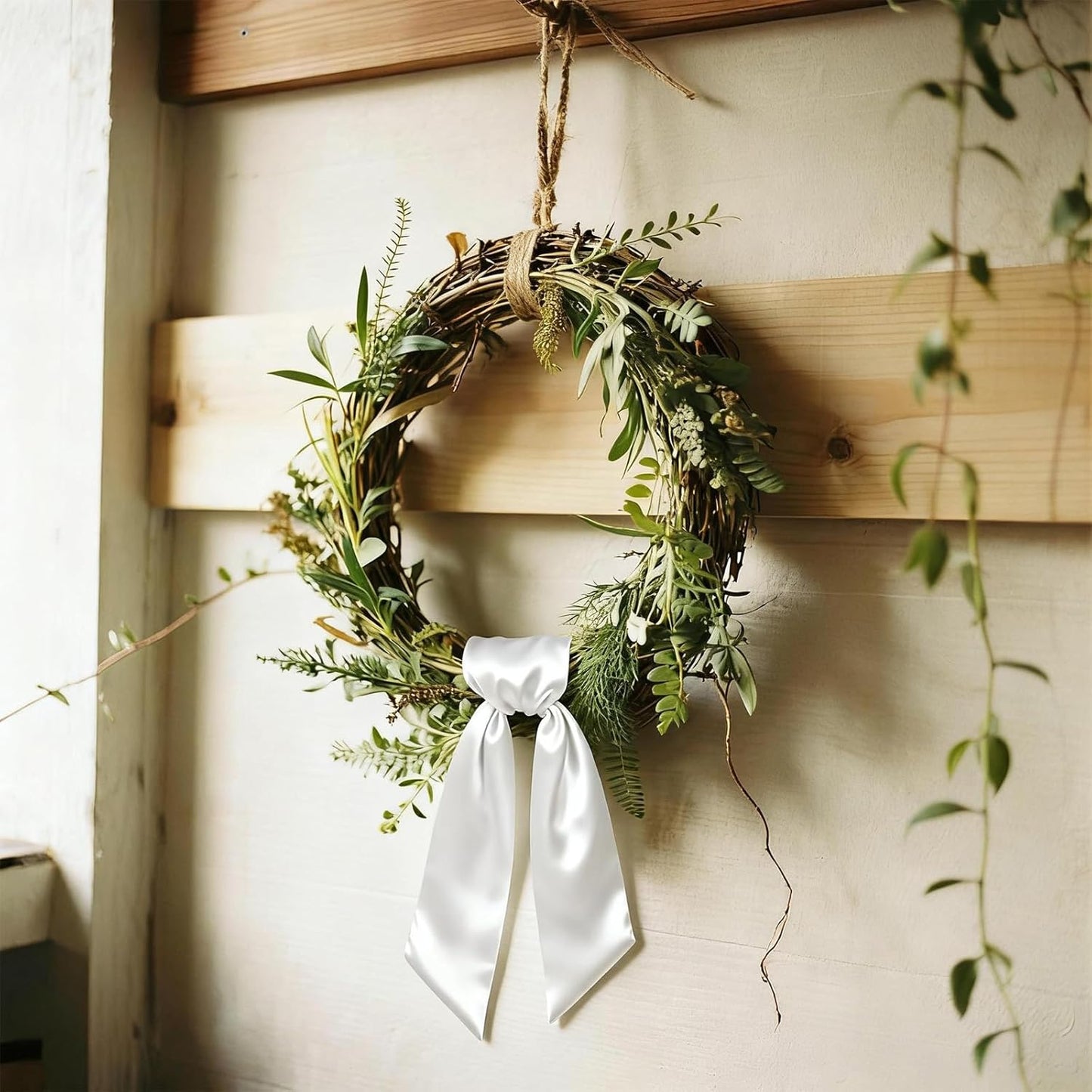 Regine Switzerland 4Pcs White Satin Wreath Sash - Perfect for Easter, Weddings & Holidays