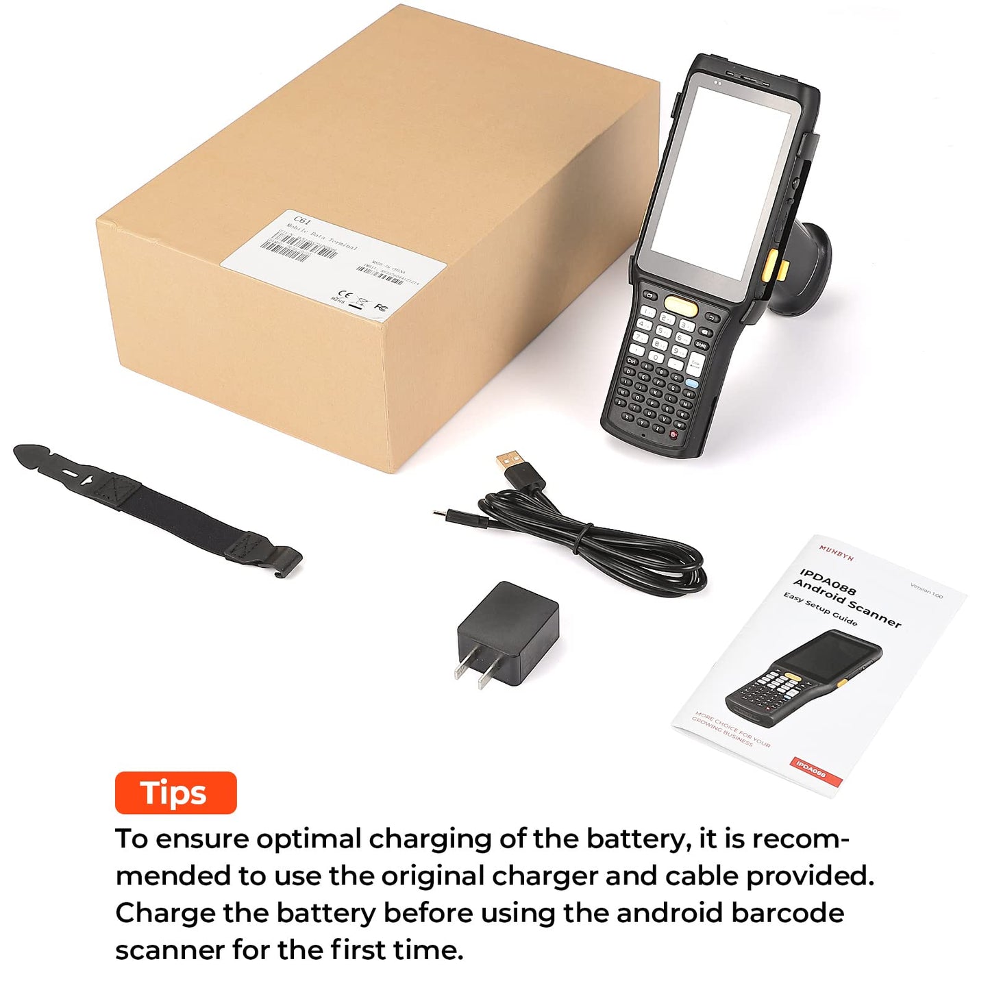 MUNBYN 2026 Android 13 Barcode Scanner PDA083, Equip with Zebra Mid Range 4750MR Scanner, Inventory Handheld PDA with Pistol Grip, 1D/2D/QR Code for Warehouse Logistics