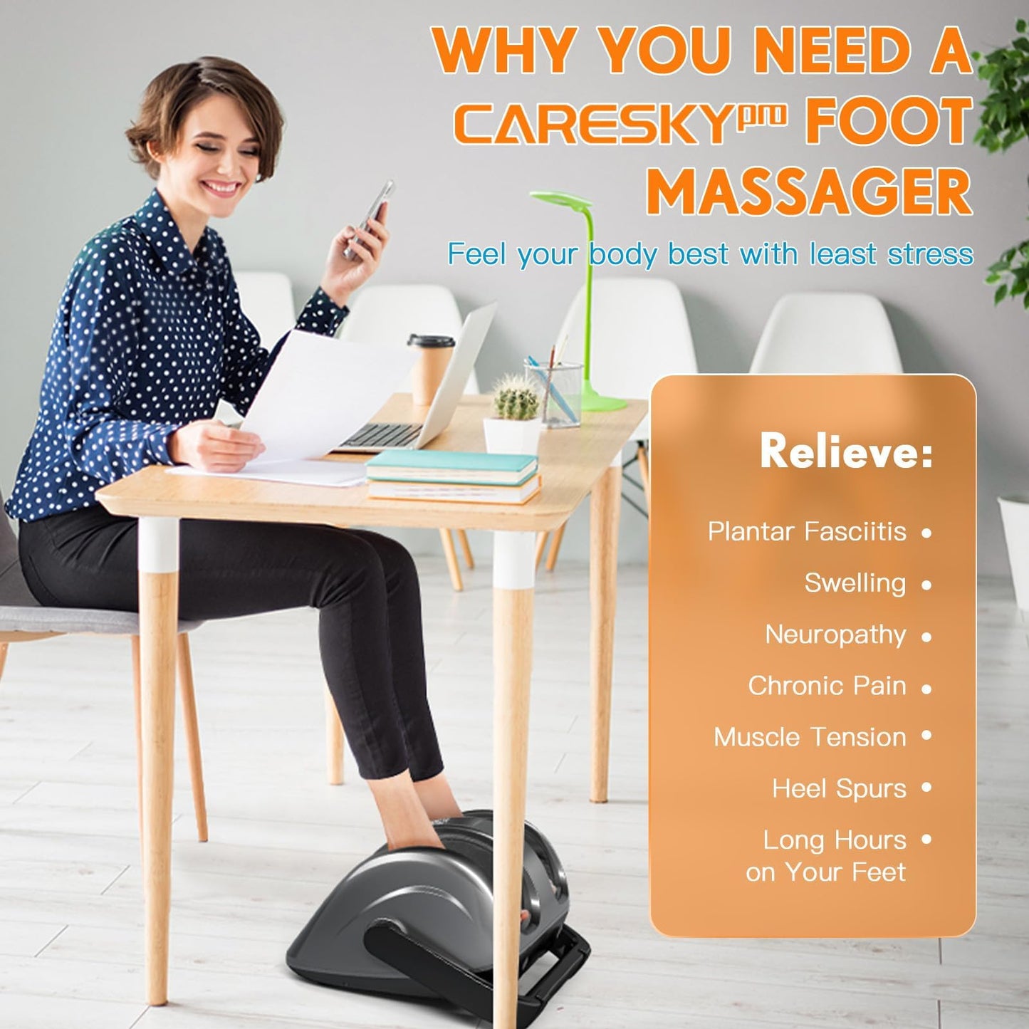 CARESKYpro Shiatsu Foot Massager with Heat, FSA Eligible HSA Foot and Calf Massager for Plantar Fasciitis, Neuropathy, Circulation and Pain Relief, for Home/Office, Gift for Men and Women