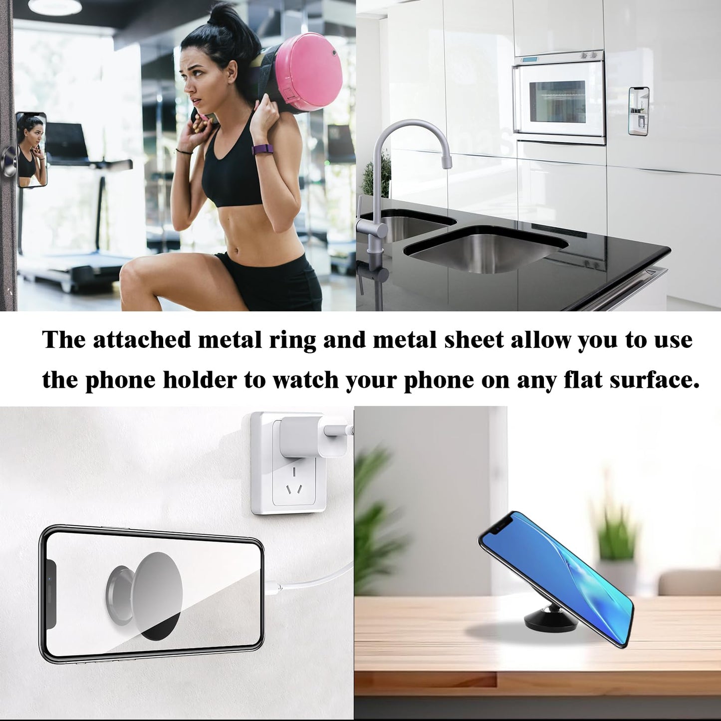 Double Sided Magnetic Phone Holder, 360° Adjustable for Gym and Golf Carts, Strong Magnet, Shoot Hands-Free Videos During Exercise, Compatible with MagSafe Cases & iPhone 17/16/15/14/13 Pro Max Plus