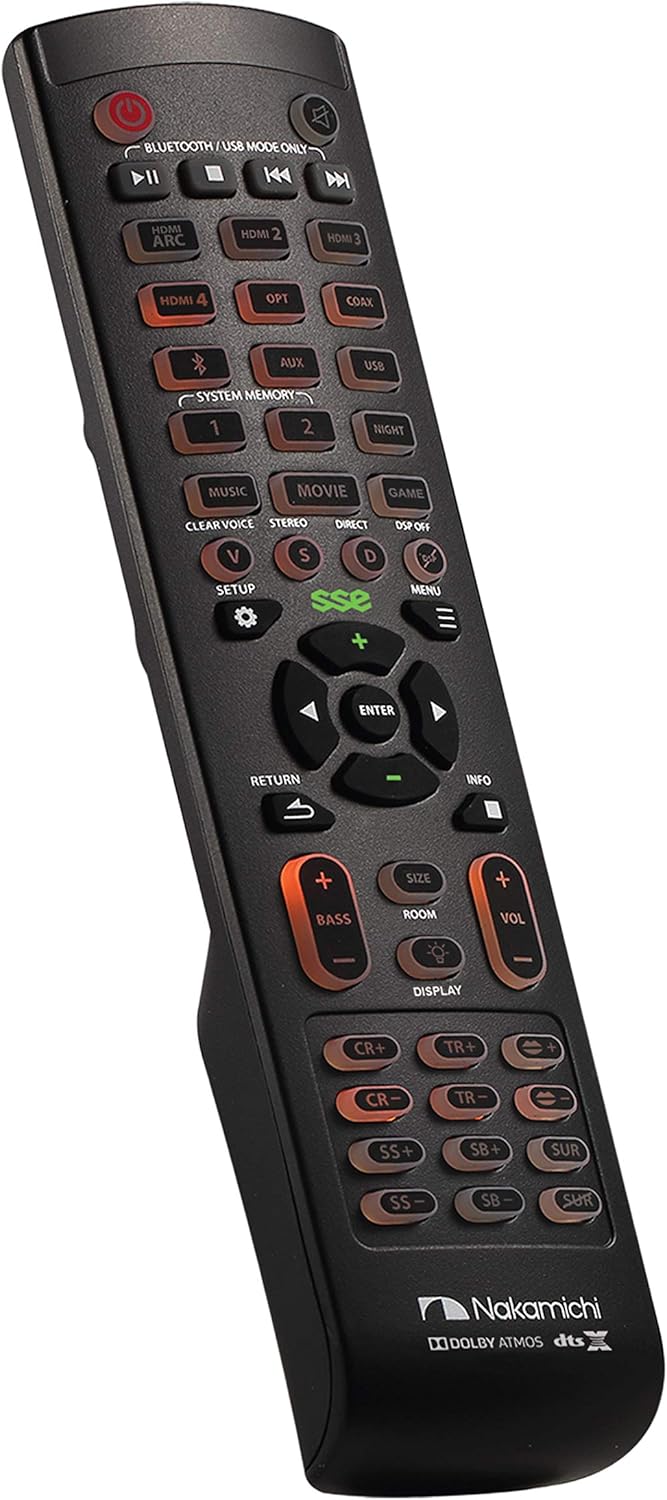 Nakamichi 7.1 7.2 9.2 Shockwafe DTS-X/Atmos Soundbar Remote. Does not Work w Other Models (Shockwafe SSE Series)