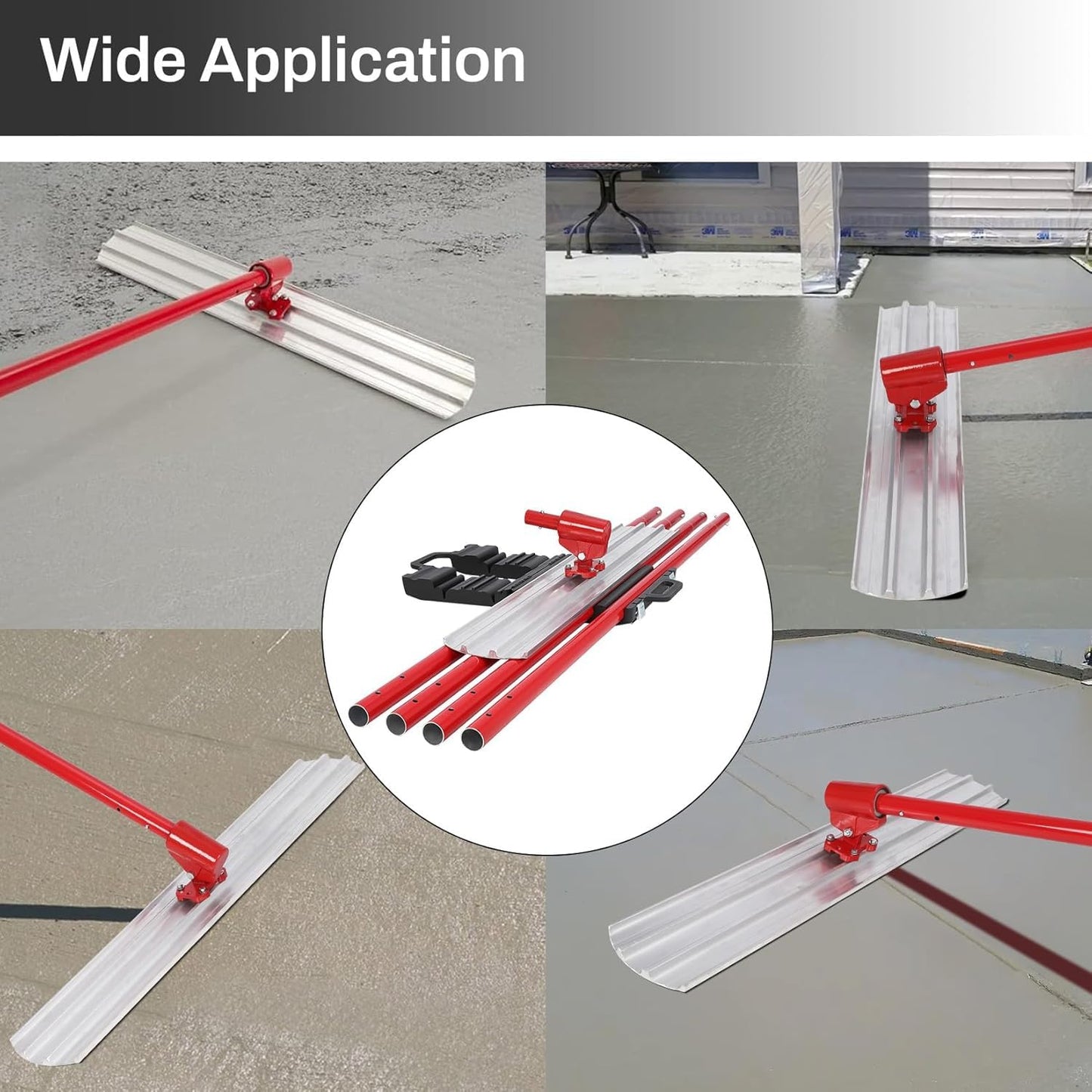 Bull Float Magnesium Concrete Float 48 x 8 Round End Concretes Floats Tools Cement Tool Bull Concrete Kit Bull Float with 4 Float Handle Bull Floats Bracket Concretes Tools Finishing Bulls