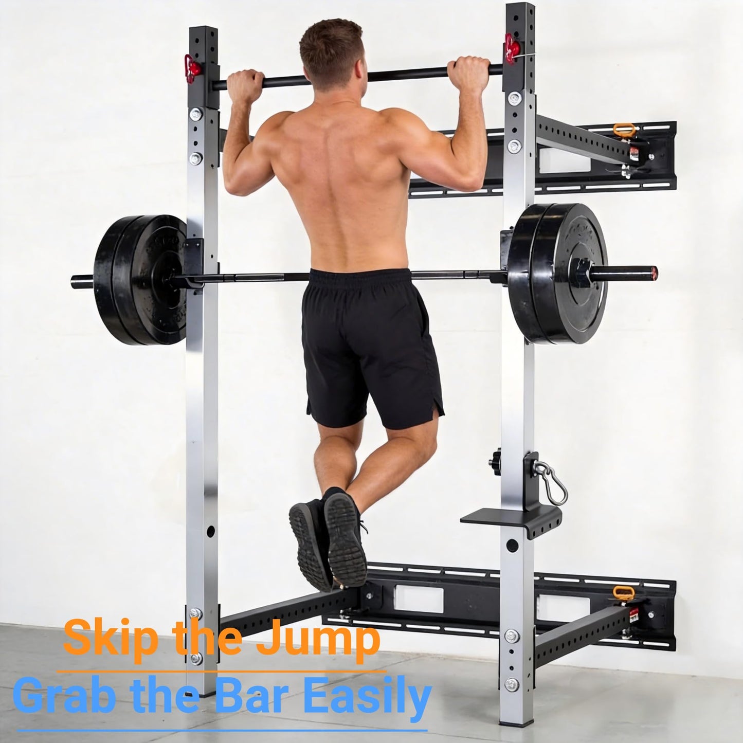 Vatemechie Heavy-Duty Power Rack Attachments, Quick-Install Home Gym Accessories for 2x2, 2x3 & 3x3 Power Racks, Fits 1/2", 5/8" & 1" Holes (Step Plates for Power Cages)