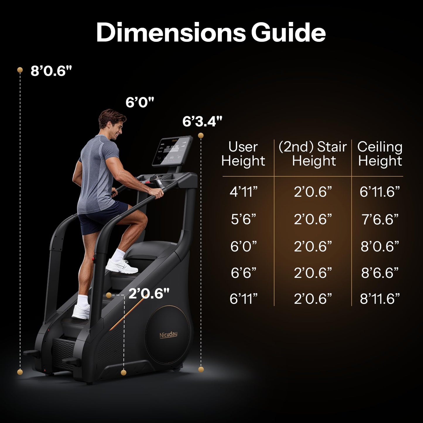 Niceday Stair Stepper Master at Home, Commercial Grade Stair Climber with 25 Levels, Stepmill Exercise Machine for Full Body Workouts, Exercise Machine for Home Gym for LED Touchscreen