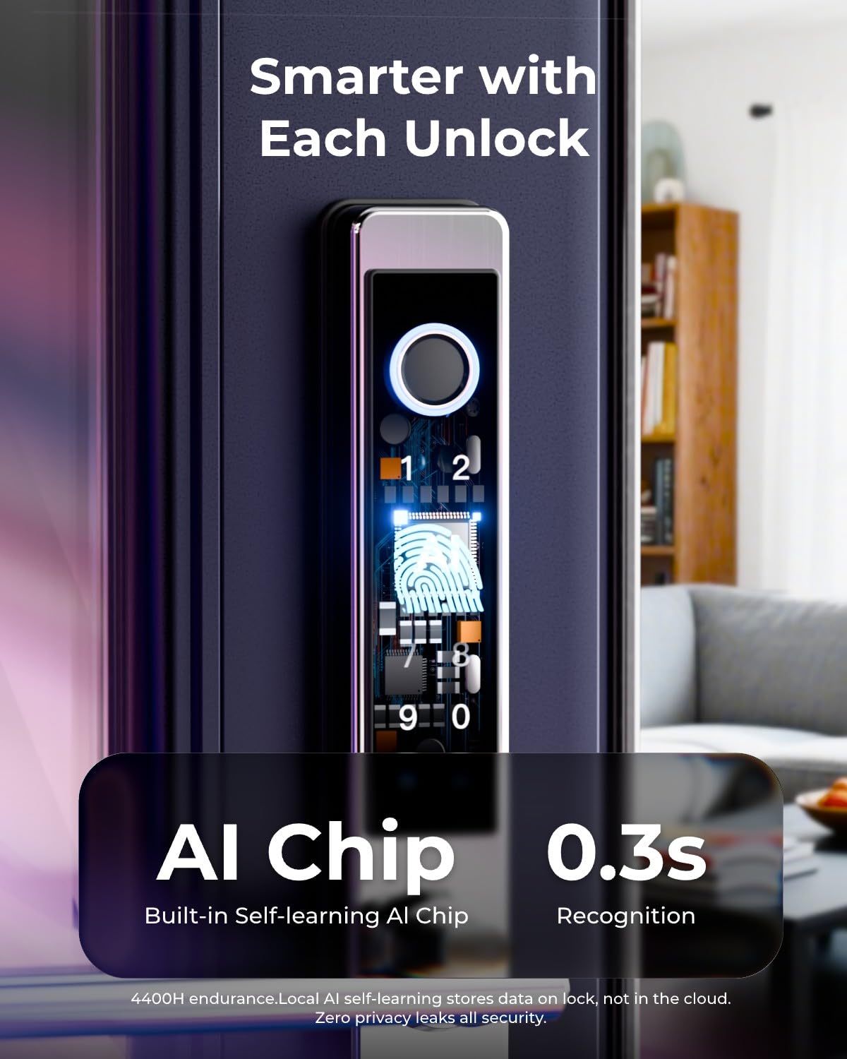 Electronic Smart Door Lock Fingerprint Door Lock with Keypad,Smart Lock for Front Door Children Proof IC Card, App Control & Mechanical Key