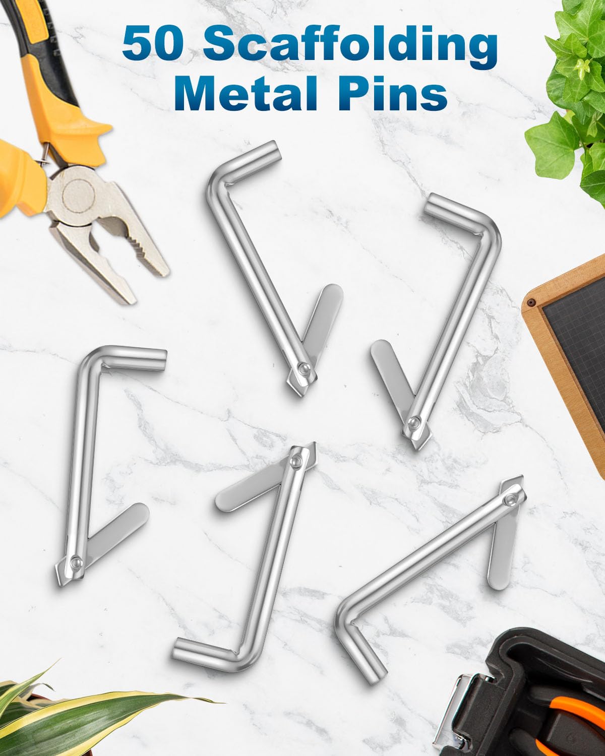 AOKLIT 50Pcs Galvanized Steel Scaffolding Toggle Pins, Scaffold Metal Locking Pins for Architecture, Furniture Installation, and Home DIY