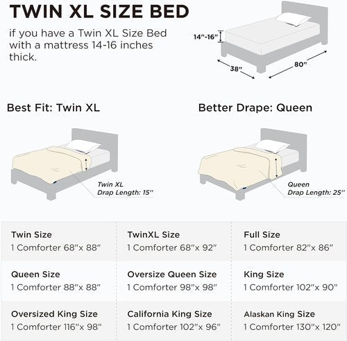 Bedsure Comforter Duvet Insert - All-Season Twin XL Quilted Bedding, GentleSoft Down Alternative, White 92 x 68 Inches