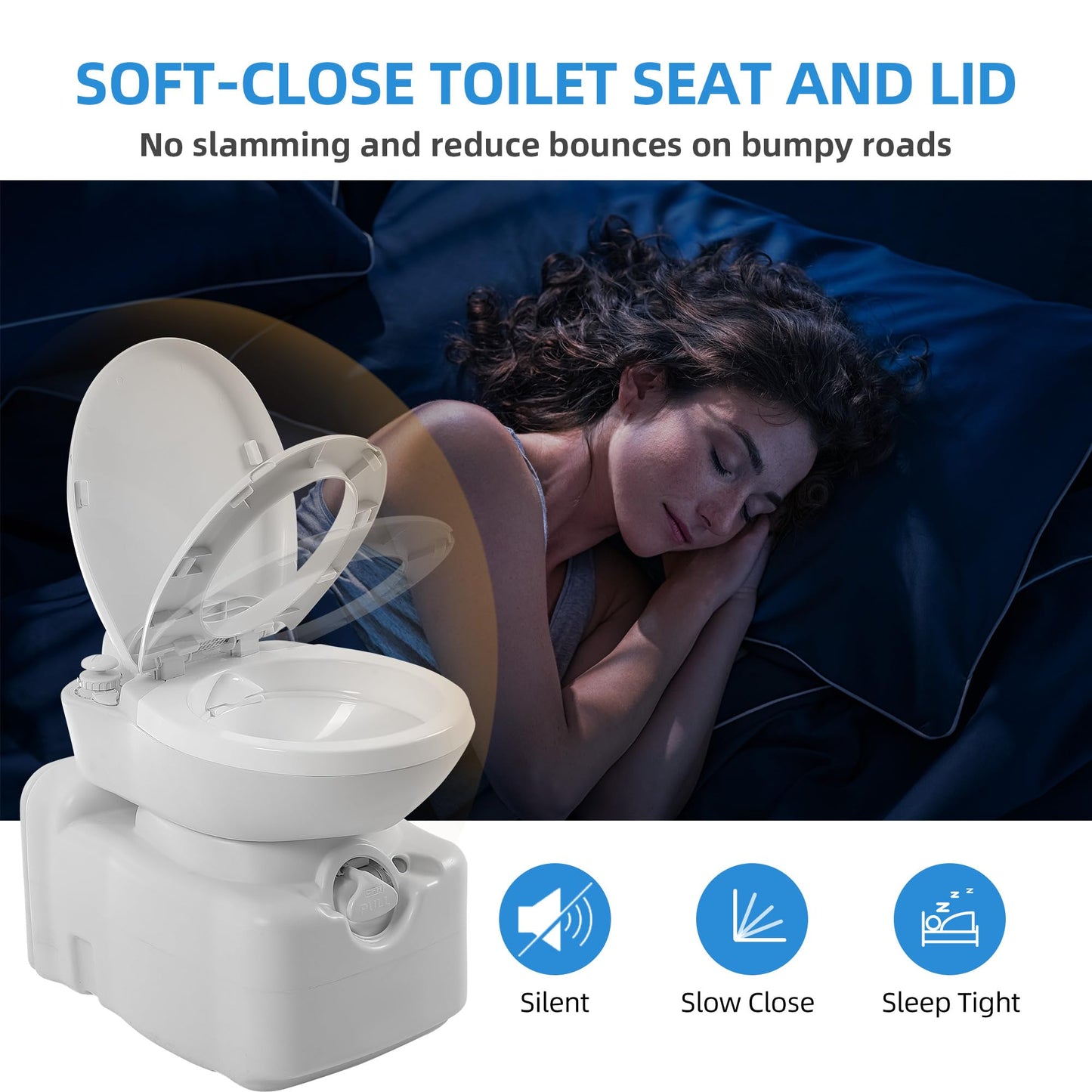 YITAHOME 3.2 Gallon Cassette Toilet, RV Toilet with 360° Rotating Toilet Bowl, T-type Water Outlet, Level Indicator, 5.8 Gallon Sewage Tank with Wheels, Handle, Rotating Spout for RV Boats Mobile Home