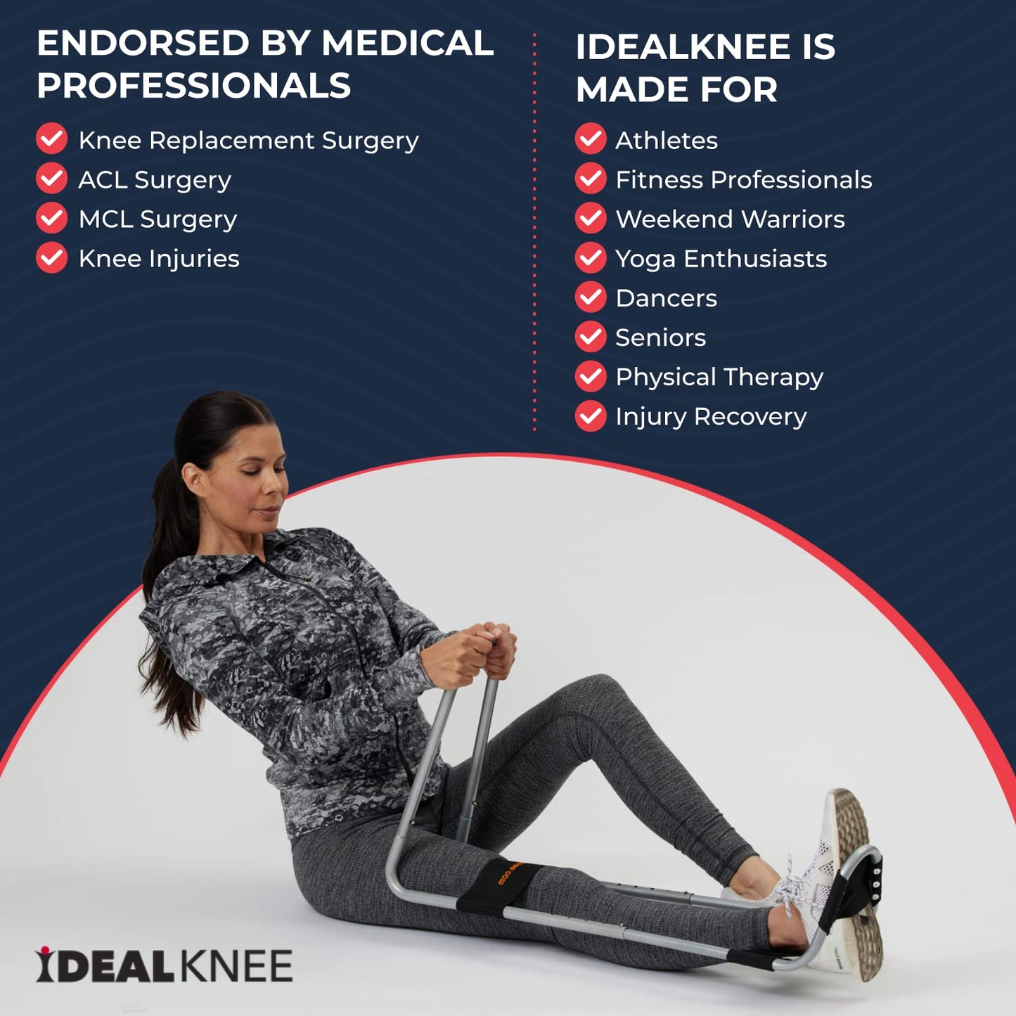 IdealKnee Two Pad - Advanced Knee Extension & Pain Relief Device - Endorsed by PTs & Surgeons - Ideal for ACL, MCL Recovery, Athletes, Therapy & Rehab