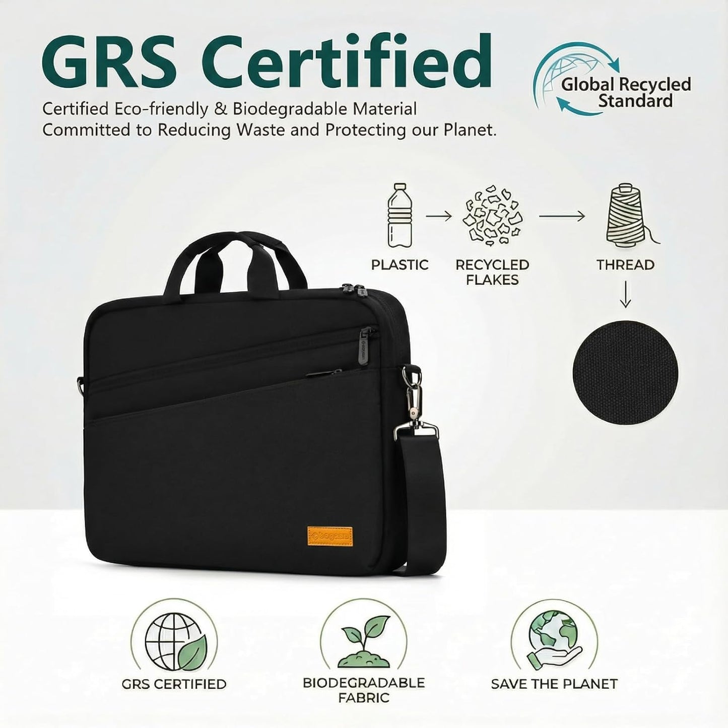 bagasin 17 17.3 inch Laptop Computer PC Shoulder Bag Carrying Case, Water-Repellent Fabric Briefcase, Lightweight
