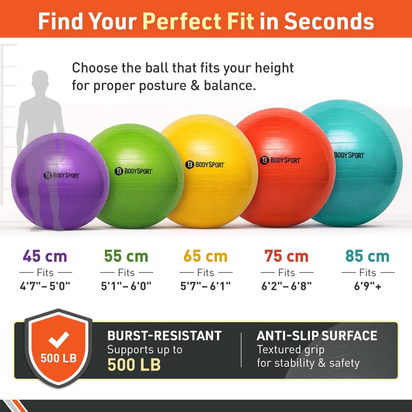 Body Sport Exercise Ball with Pump for Home Gym Balance Stability, Pilates, Core Strength, Stretching, Yoga, Fitness Facilities, Desk Chairs Teal 85cm