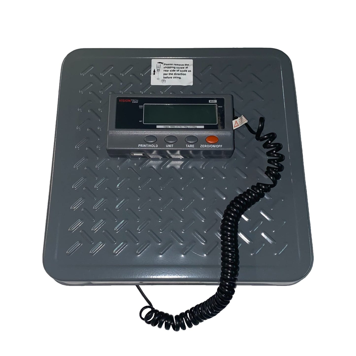 VisionTechShop MVS1 Heavy Duty Shipping Postal Scale, Lb/Kg Switchable, Capacity 165lb x 0.1lb / 75kg x 0.05kg Readability, Battery Operated, Power Adapter Included, Portable Scale for Warehouse