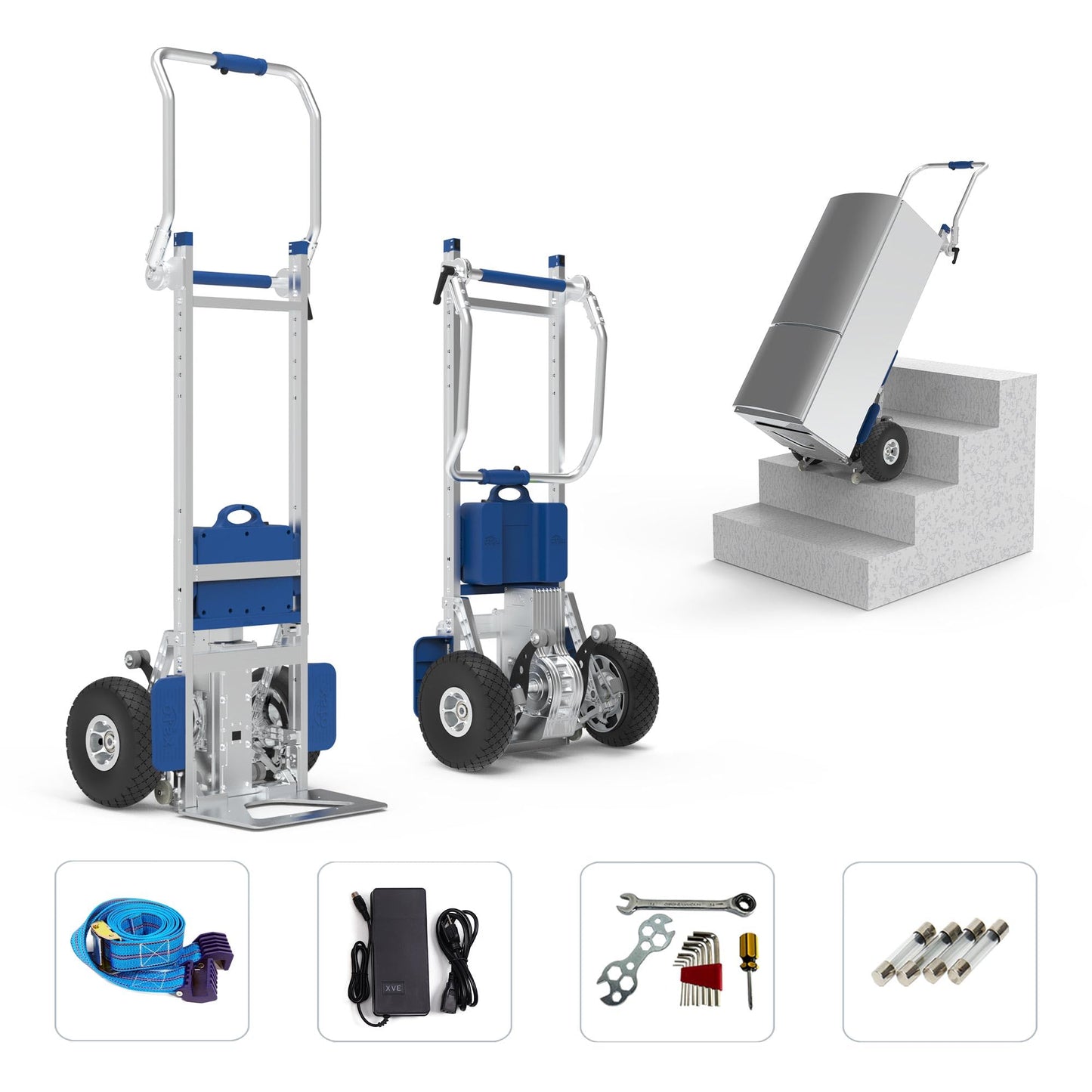 Electric Stair Climber 1200W Electric Stair Climbing Hand Truck 463LBs Load Capacity Powered Hand Trolley Stair Climbing Cart Electirc Dolly with Brake System - XSTO ZW7210GC