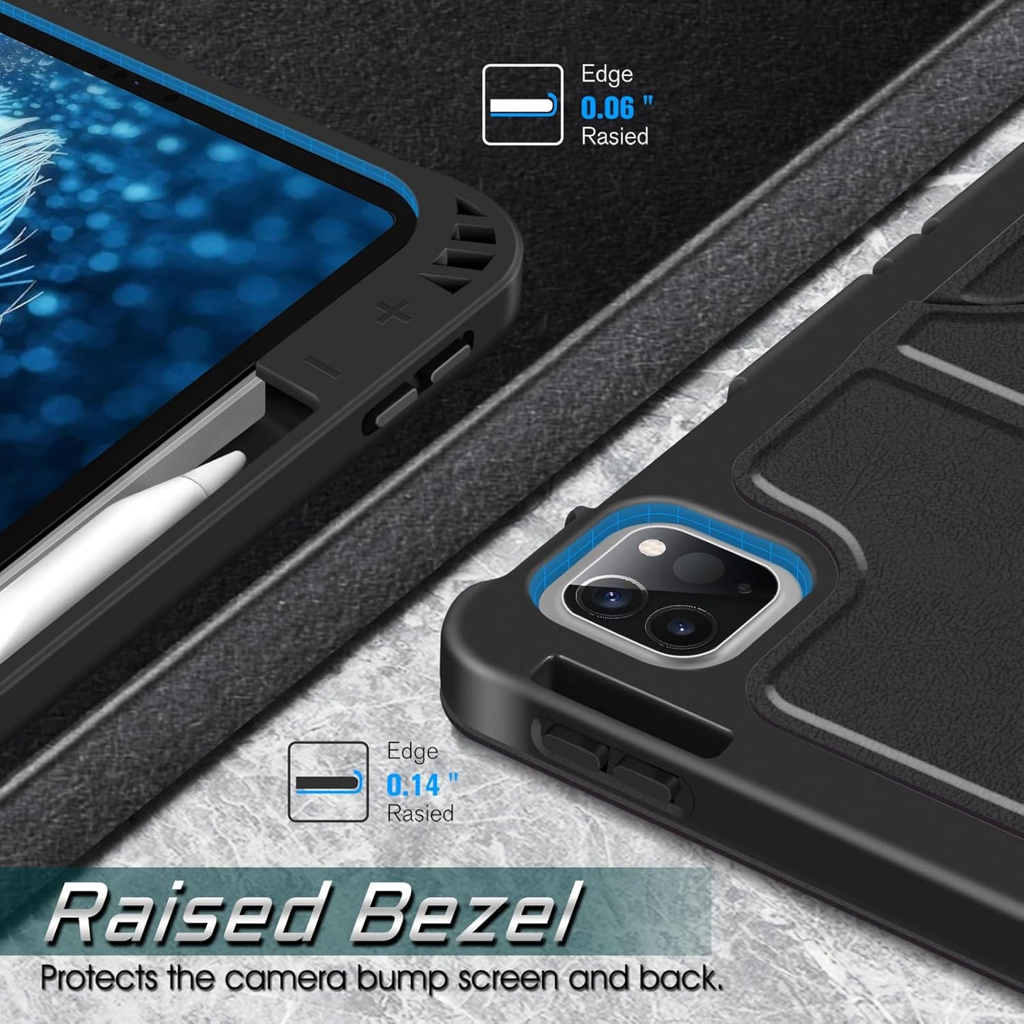CaseBot 12.9-inch 6th 2022, 12.9" 5th/4th/3rd Magnetic Case for iPad Pro Generation Multiple Angle Shockproof Rugged