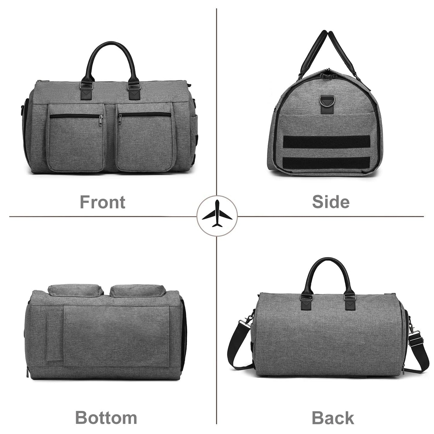 Rolling Garment Bag,Rolling Duffle Bag with Wheels Rolling Garment Bags for Travel with Shoe Pouch Carry On Bag Weekender Bags Garment Duffel Bag for Women-Grey