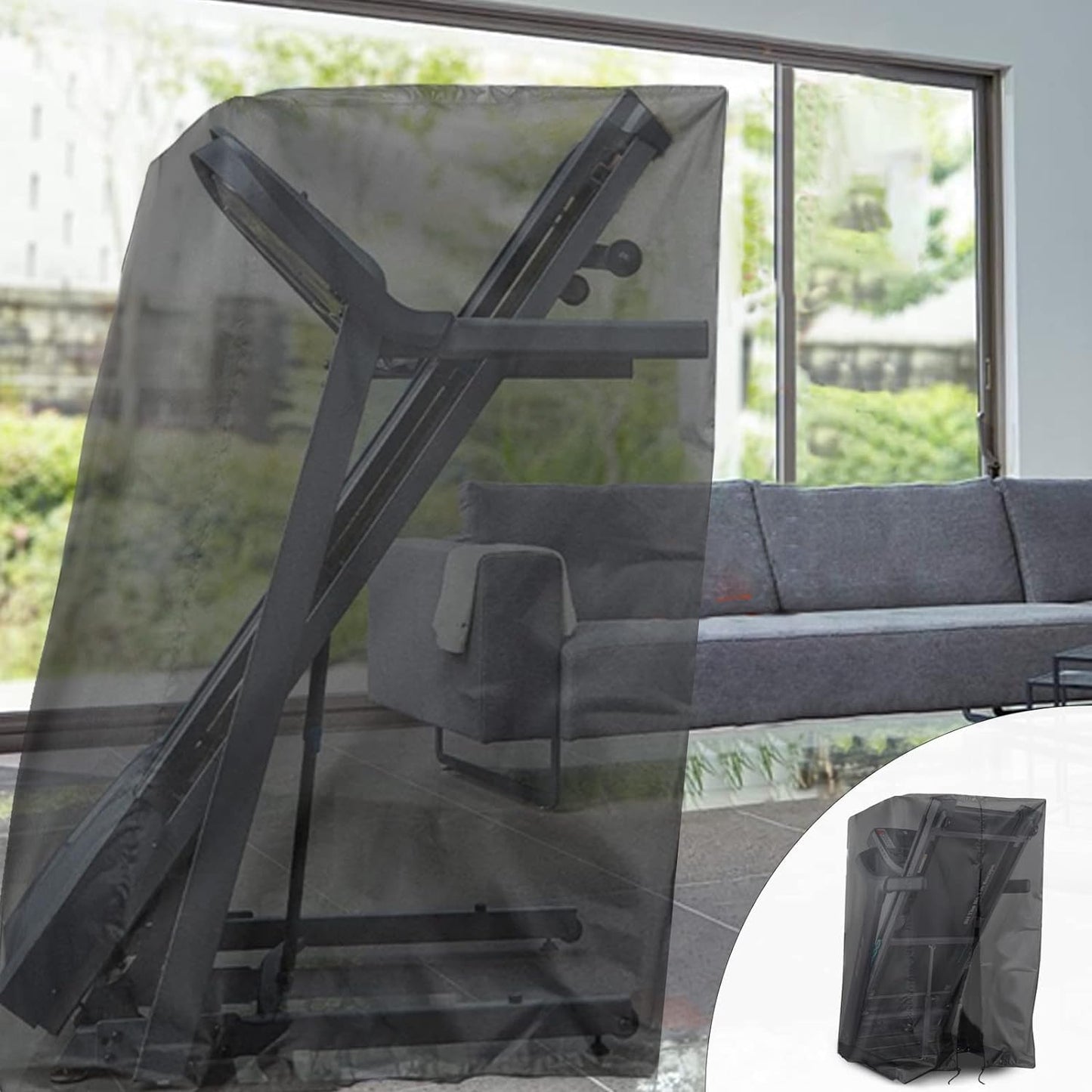 Iptienda Treadmill Cover, Folding Treadmill Covers Waterproof for Foldable Running Machine Indoor Outdoor, 46" L x 35" W x 71" H