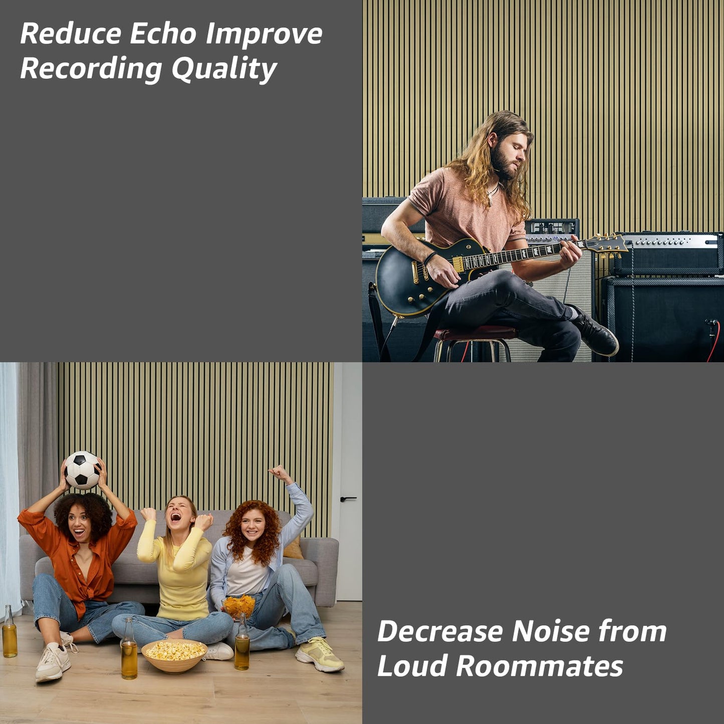 Art3dwallpanels 10 Pack Acoustic Panels, 48" X 12" X 0.43" Soundproof Wall Panels, Self Adhesive High Density Sound Absorbing Acoustic Treatment for Recording Studio, Office, Camel and Black