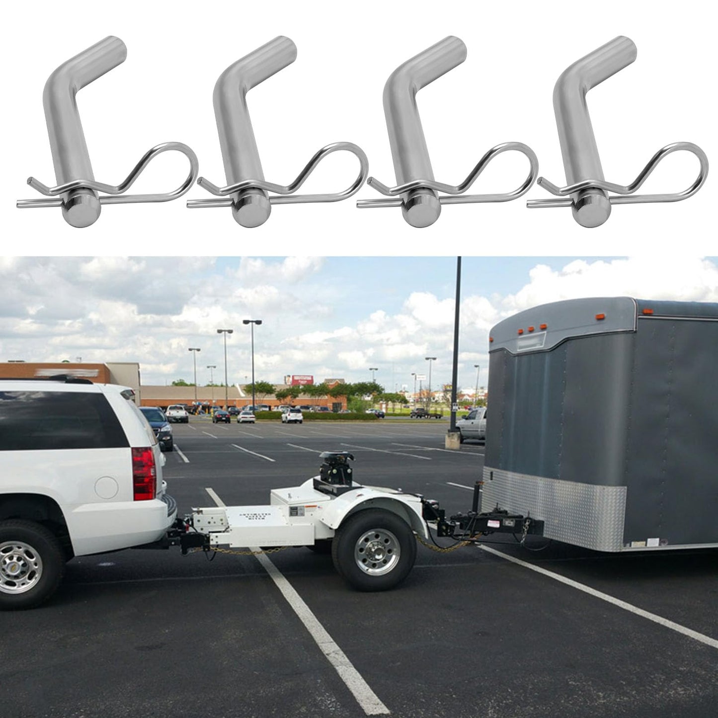 SYOWADA 4Pcs Steel Trailer Hitch Pin & Clip with Grooved Head Fits 2 Or 2-1/2-Inch Receiver, 5/8-Inch Diameter Trailer Hitch Pin for Towing