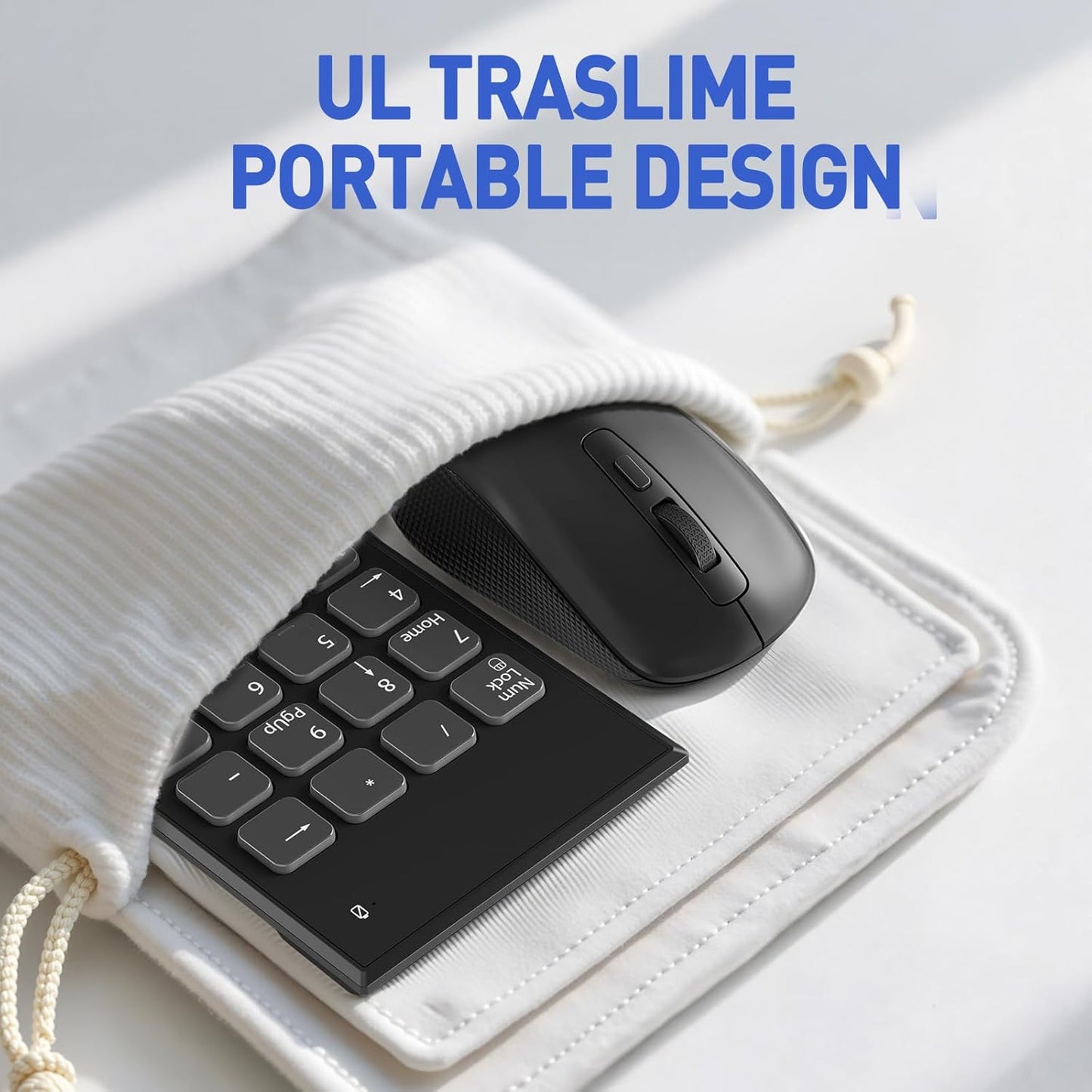 Yeemie Pro 19 3 2.4GHz Wireless Number Pad and Mouse Combo, Key USB Keypad and Adjustable DPI Silent Mouse, Ultra Slim