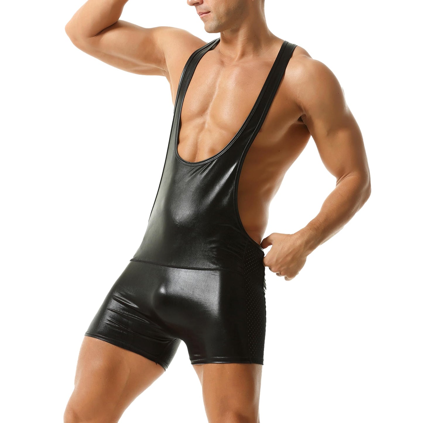 QiaTi Mens Athletic Supporters Sports Underwear Bodysuit Jumpsuit Wrestling Singlet