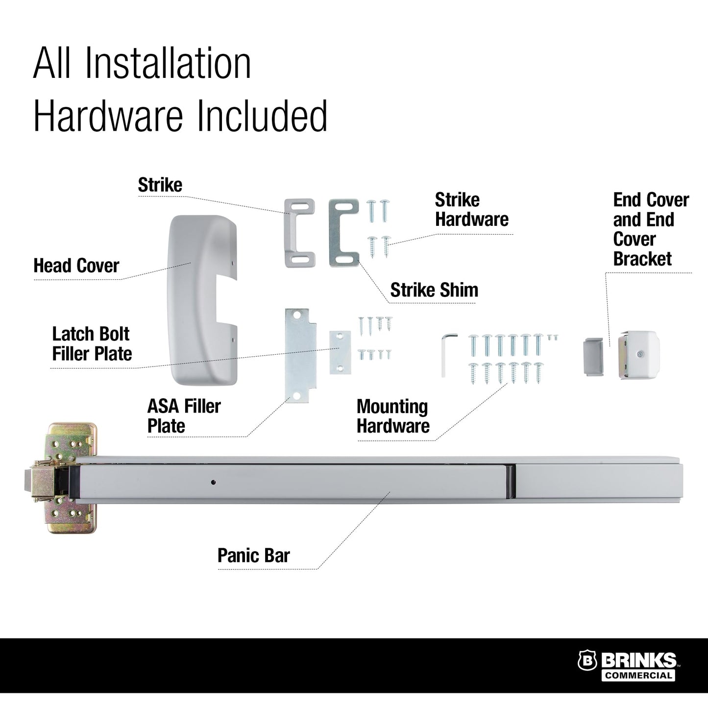 Brinks Commercial Rim Panic Exit Device, Aluminum - Durable Exit Device for Commercial and Industrial Doors