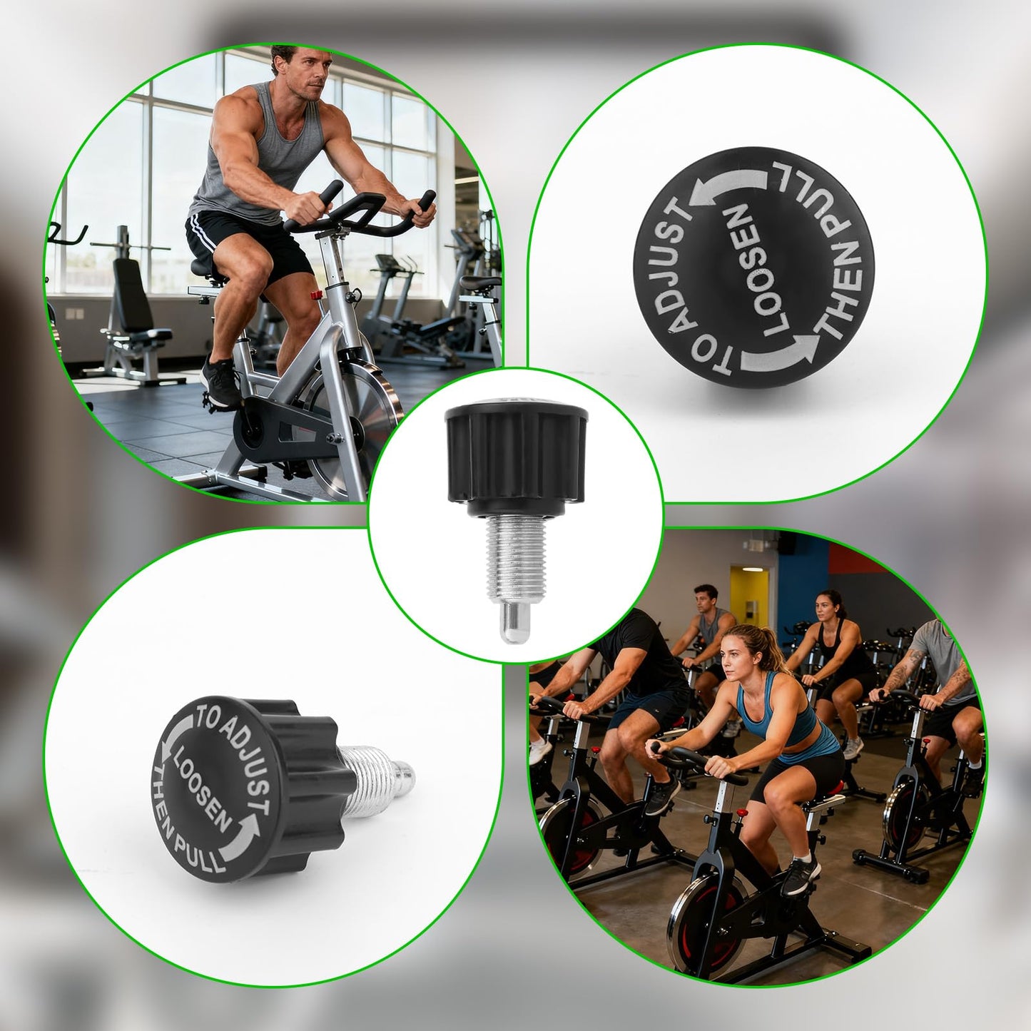 Penitue 2pcs M16 Pull Pin Knobs, Spin Bike Height Adjusting Knob Exercise Bike Replacement Parts for Weightlifting Machine Weight Benches Fitness Equipment
