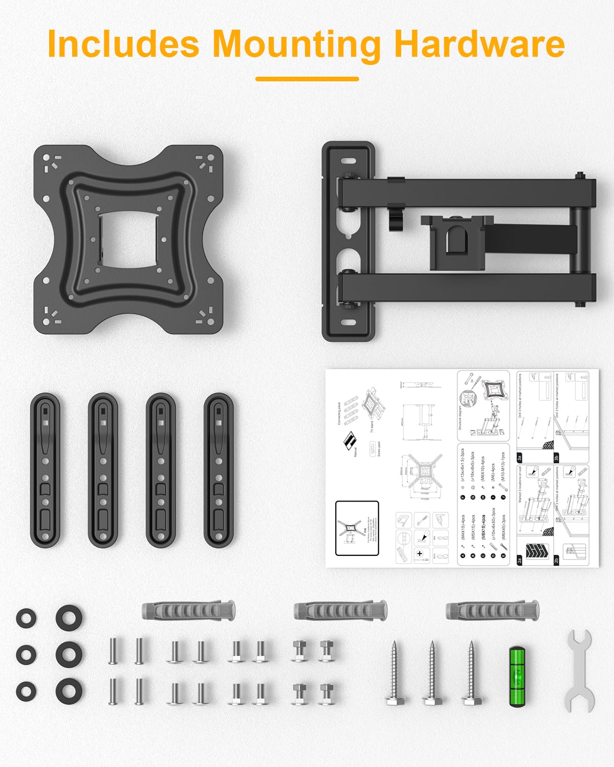 XVCAS 19-55 Inch 400X400 mm, 66 lbs Full Motion TV Wall Mount,vesa Monitor Mount Tv Brackets for LED LCD Flat Curved