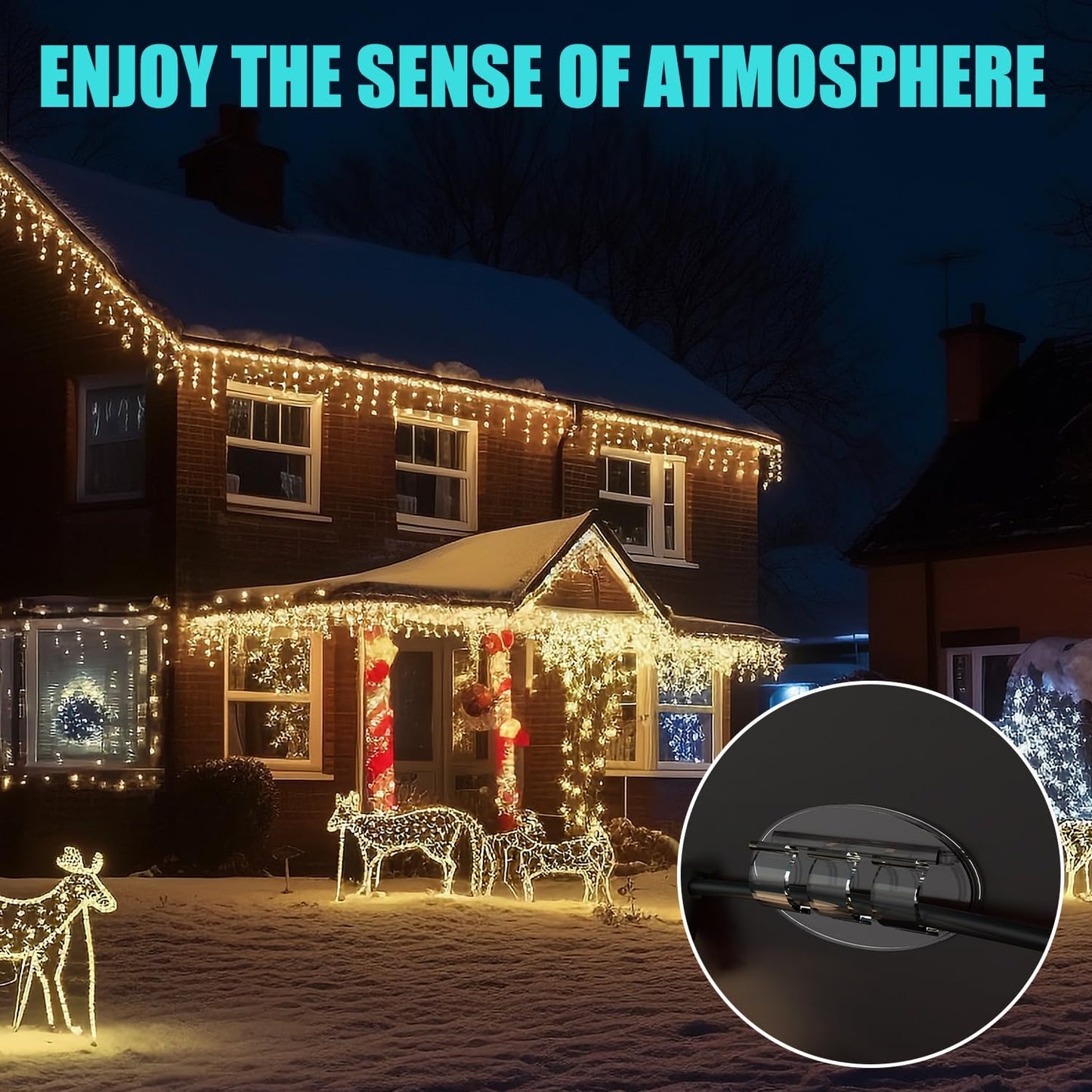 Skiennix Heavy-Duty Outdoor String Light Hooks - 30 Waterproof Adhesive Clips for Easy Hanging