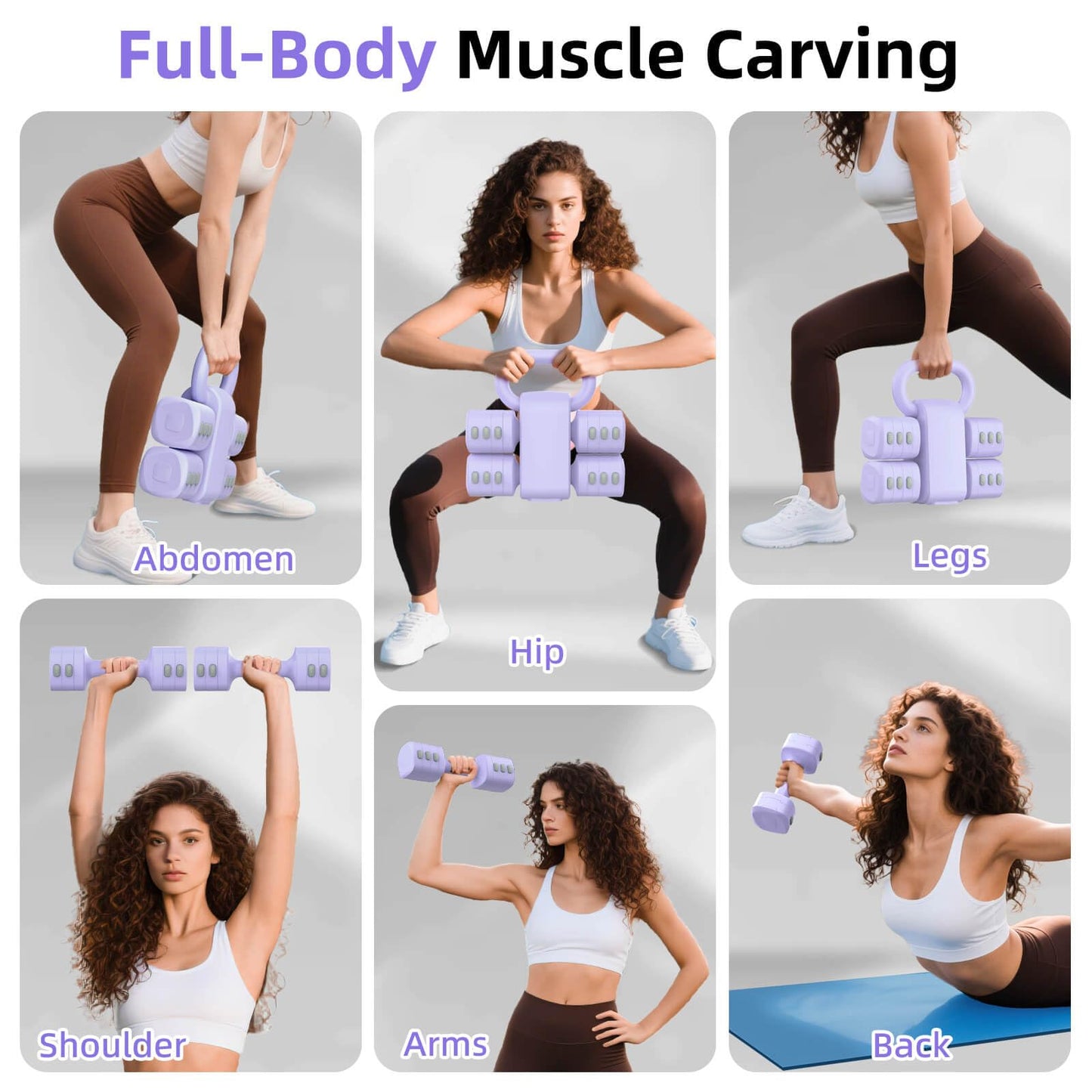 Nimsqury 2-in-1 Adjustable Dumbbell Set, Upgraded 4 Levels Hand Weights for Women Men, Each 2.2/3.3/4.4/5.5lb, Convertible Weights Dumbbells and Kettlebell Set for Home Gym Exercise & Fitness