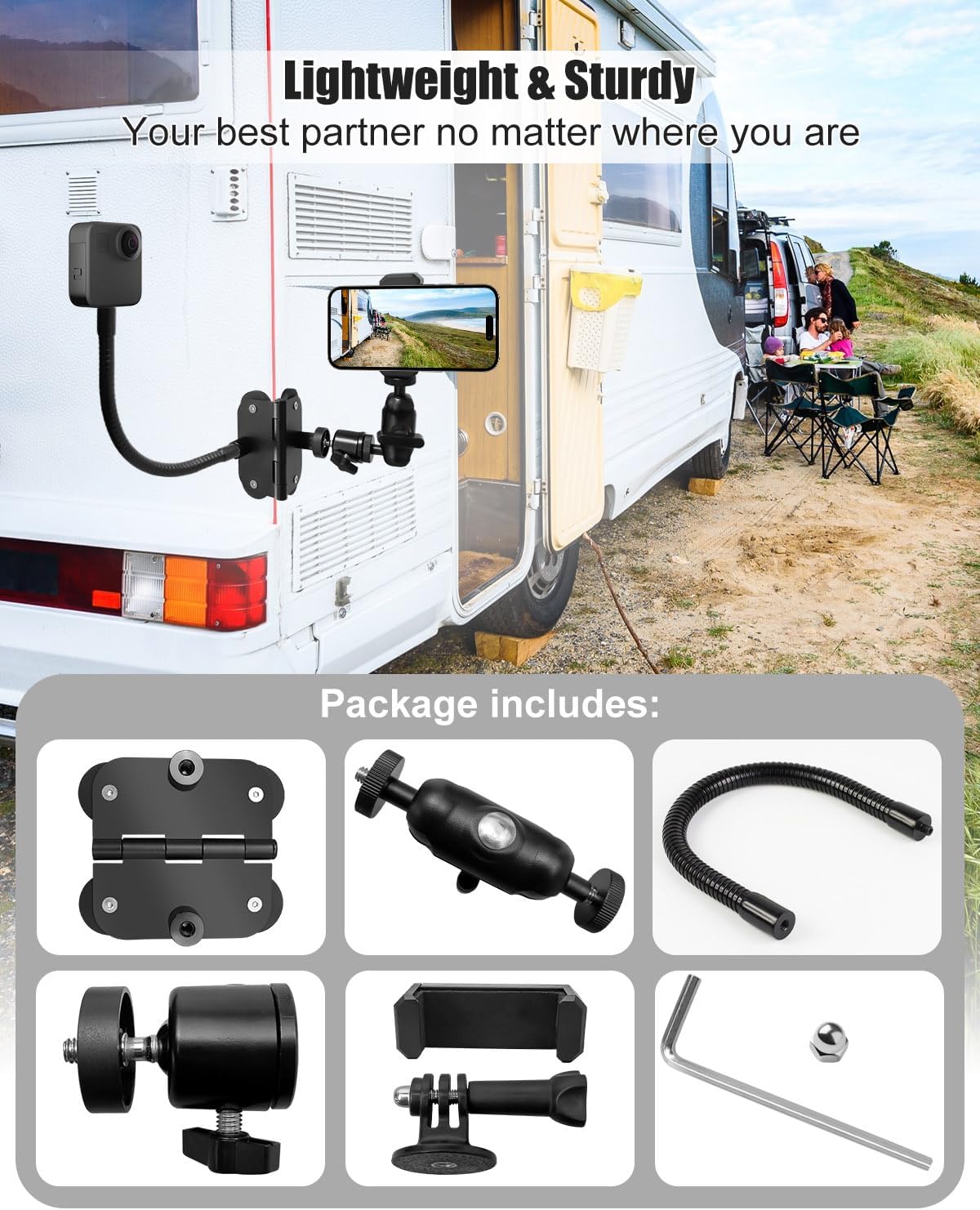 JUFZQO 360, Upgrade Magnetic Fence Mount Fit for GoPro Mevo Start iPhone and Insta Flexible Magnetic Phone Fence Mount
