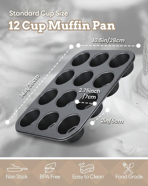Bake Choice Muffin Pan Set - Nonstick 12-Cup Baking Pans with 100 Natural Cupcake Liners