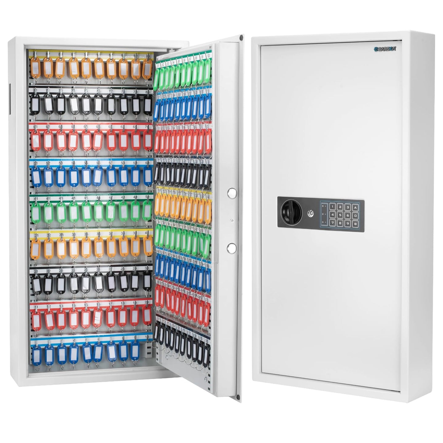 Barska Digital Keypad Wall-Mount Key Cabinet Safe – Steel Lockbox with Pry-Resistant Deadbolts, Holds 180 Keys, Key Deposit Slot, Security Organizer for Home, Office, Business
