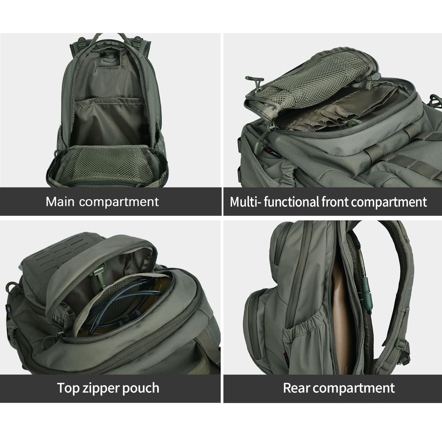 BOMTURN Military Tactical Backpack, Small Army Molle Bag 2 Day Assault Pack 20L with Bottle Holders