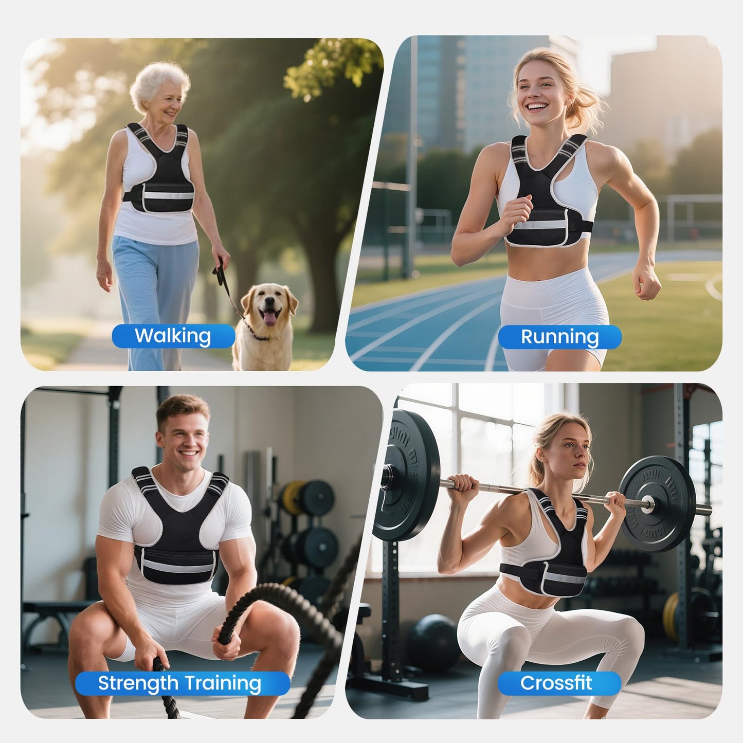Adjustable Weighted Vest Woman 4-10lb/12-18lb/20-32lb Weighted Vest Men with 6 Ironsand Weights, Shoulder Pads and Large Pocket for Walking Running Crossfit Strength Training, 12-18lb